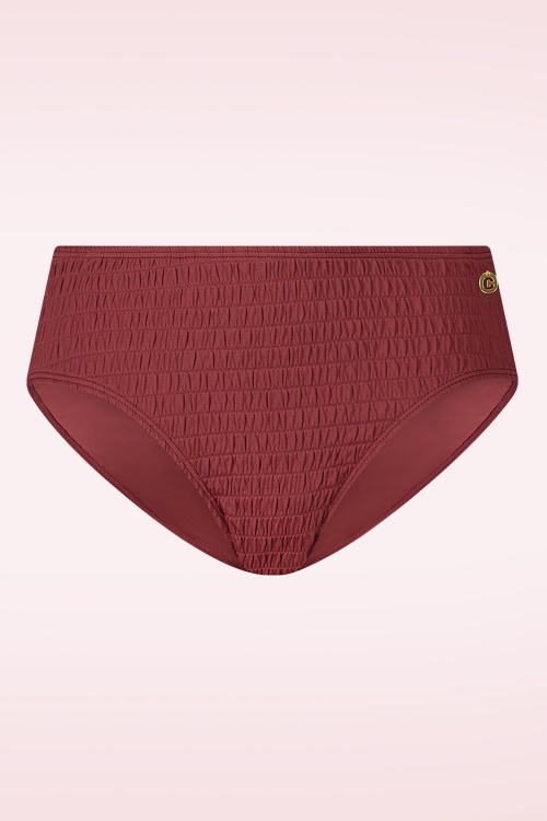 TC Beach - Mid Waist Bikini Bottom in Dark Rouge