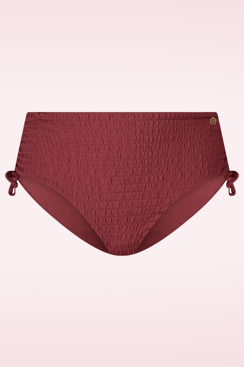 TC Beach - High Waist Bikini Bottom en Rouge Foncé