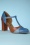 La Veintinueve - Magnolia Leder T-Strap Pumps in Blau und Braun 4