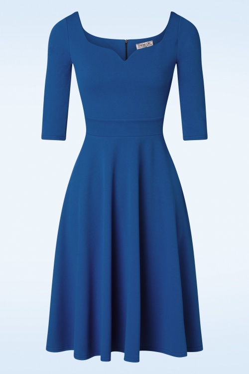 Vintage Chic for Topvintage - Tally swing jurk in koningsblauw