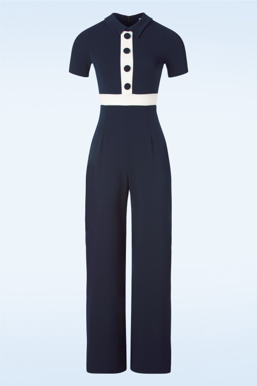 Vintage Chic for Topvintage - Jessi Jumpsuit in Navy and White