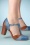 La Veintinueve - Magnolia Leder T-Strap Pumps in Blau und Braun