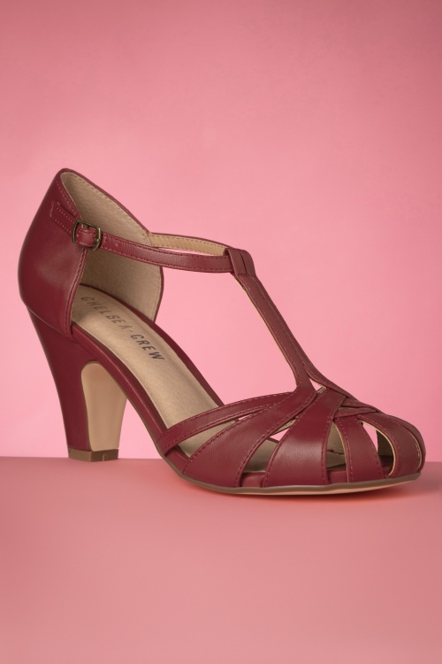 Chelsea Crew - Sergi T-Strap Pumps in Deep Red 2