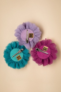 Urban Hippies - Hair Flowers Set in Raspberry Turquoise and Violet 2