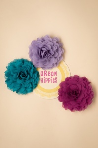 Urban Hippies - Hair Flowers Set in Raspberry Turquoise and Violet