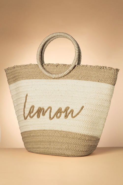 Smashed Lemon - Raffia Boho Carry Bag in Sand