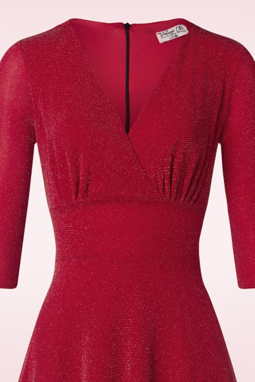 Vintage Chic for Topvintage - Gloria Glitter Swing Dress en Rouge 3