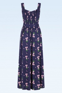 Collectif Clothing - Soraya Vintage Potpourri Maxi Kleid in Blau 2