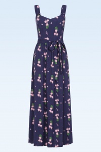 Collectif Clothing - Soraya Vintage Potpourri Maxi Kleid in Blau