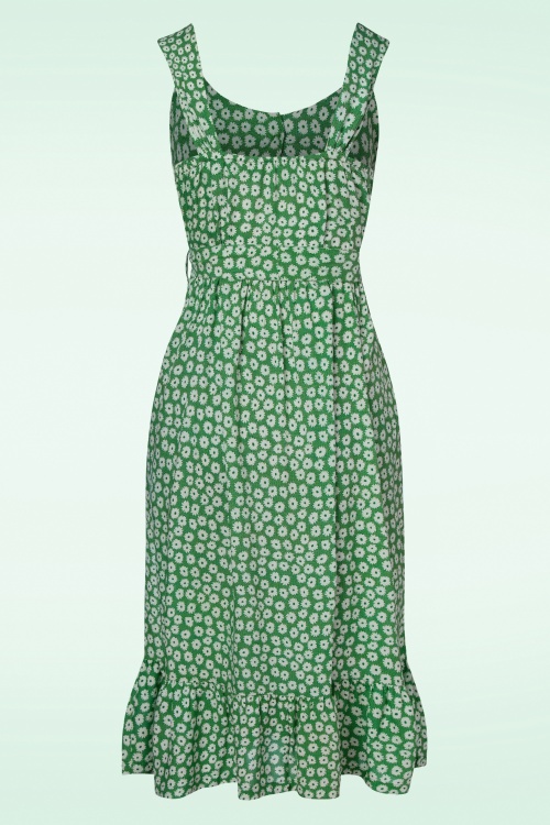 Pretty Vacant - Finola Daisies Dress in Green  2