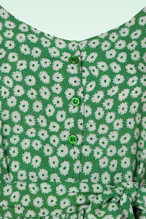 Pretty Vacant - Finola Daisies Dress in Green  3