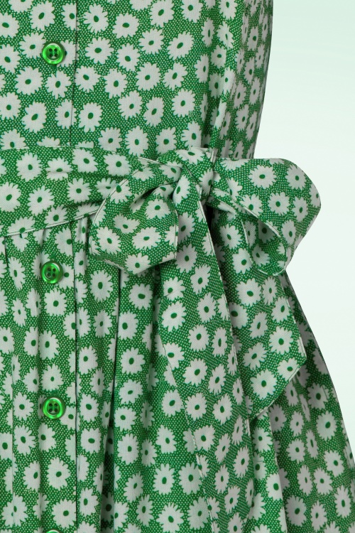 Pretty Vacant - Finola Daisies Dress in Green  4