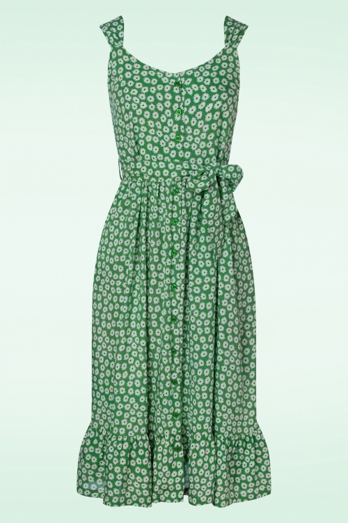 Pretty Vacant - Finola Daisies Dress en Vert