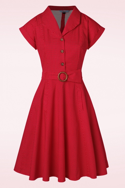 Banned Retro - Polka Dot Tanz Kleid in Rot