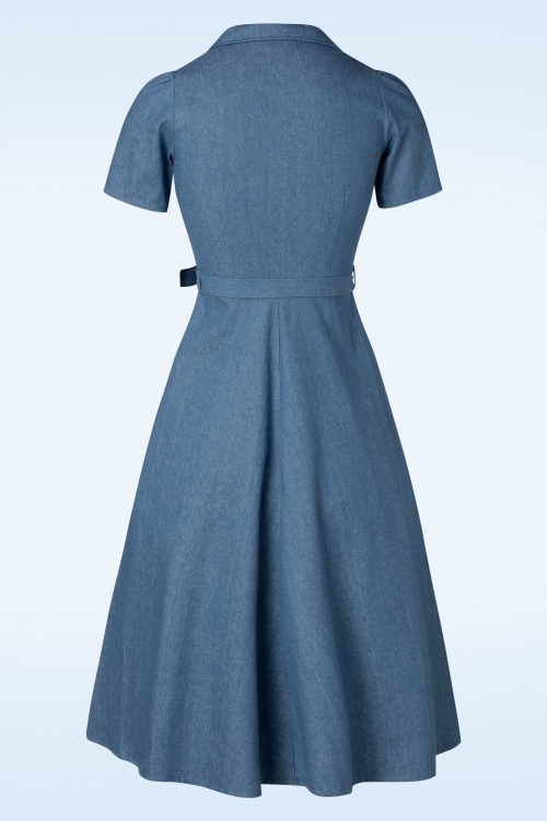 Very Cherry - Revers Midi Dress in Light Denim Blue 2