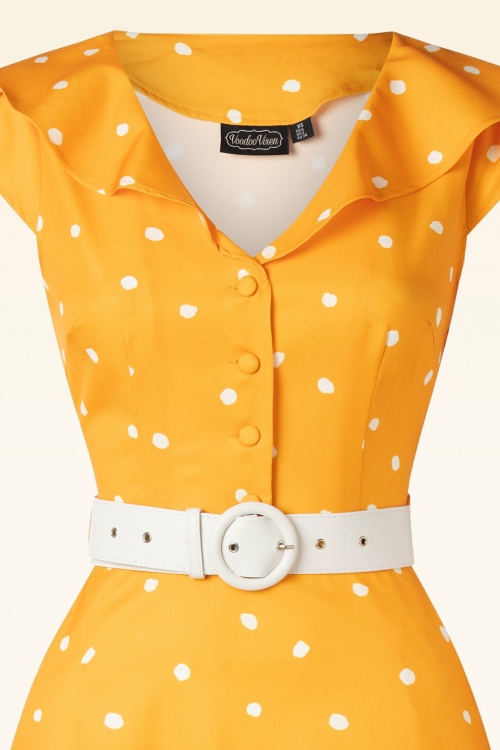 Vixen - Dotty Wide Collar Midi Dress en Jaune Curry 3
