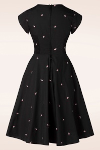 Vixen - Rose Embroidered Swing Dress in Black 2