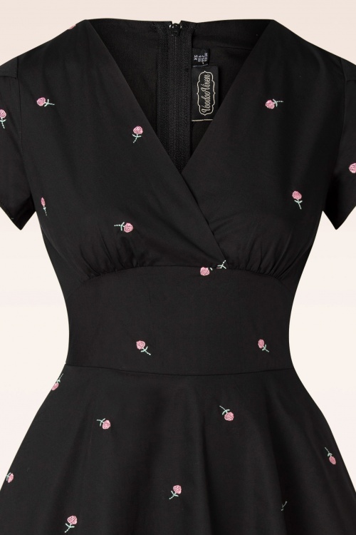 Vixen - Rose Embroidered Swing Dress in Black 3