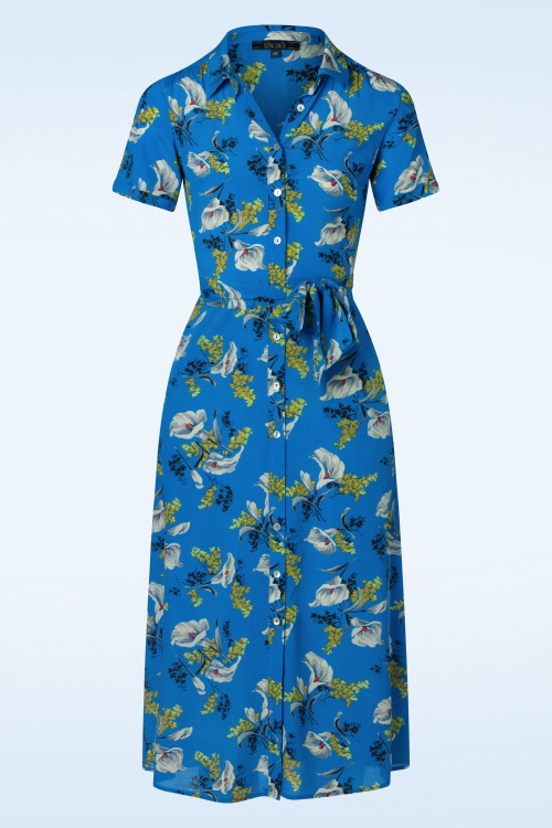 King Louie - Olive Cubanelle Midi Dress in Madeira Blue