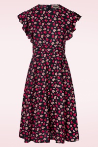 Circus - Rosy Rose Swing Dress in Navy 2