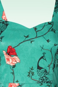 Banned Retro - Peacock Rose Swing Dress in Teal 4