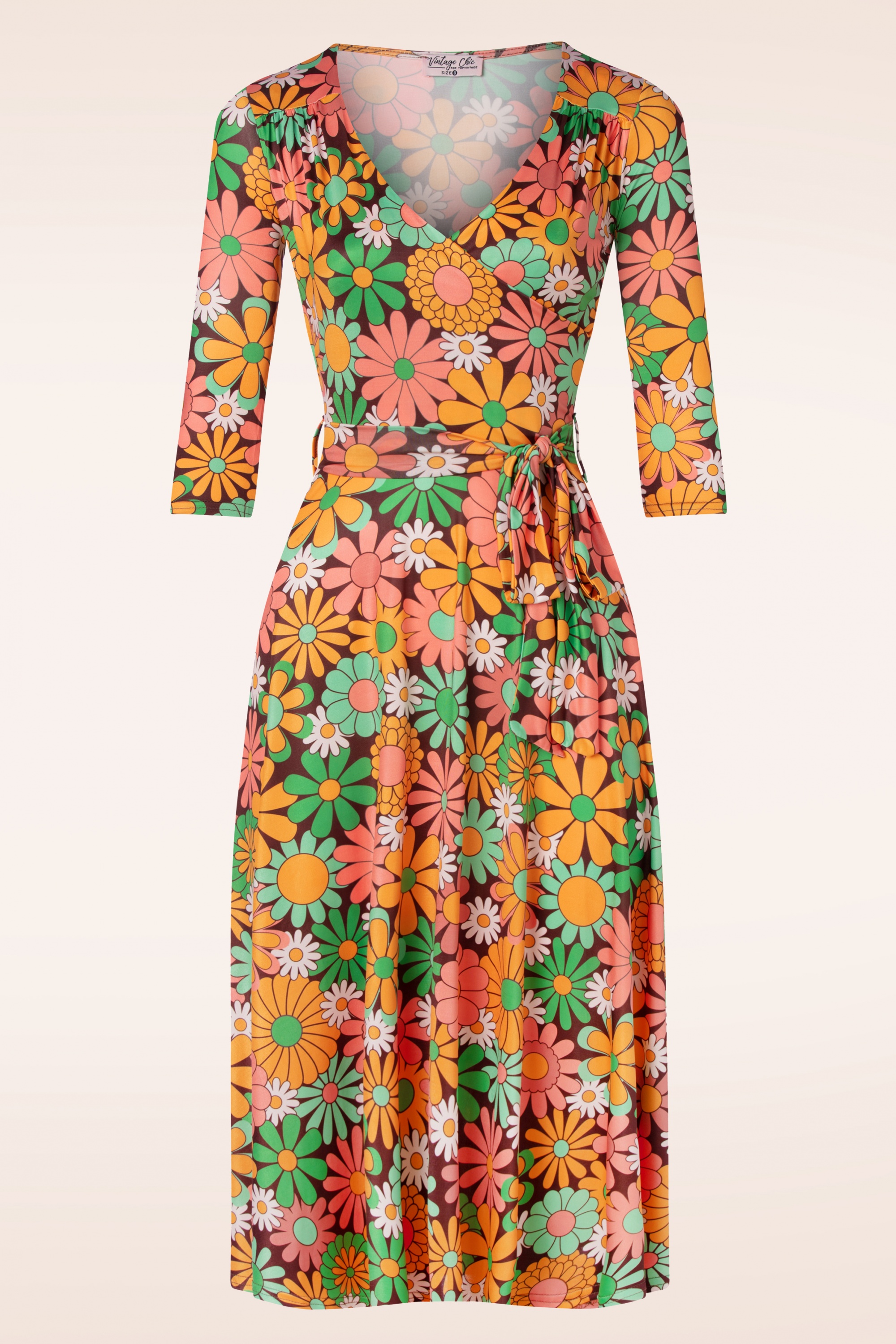 Vintage Chic for Topvintage - Faith Groovy bloemen swingjurk in multi