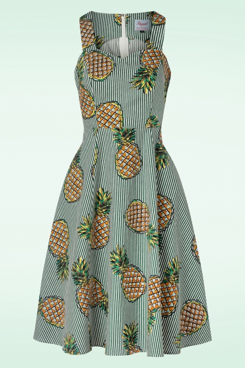 Banned Retro - Pineapple Swing Dress in Green
