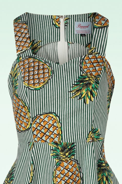 Banned Retro - Pineapple Swing Dress en Vert 2