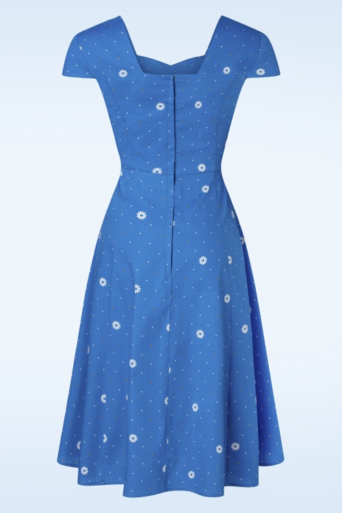 Banned Retro - Daisy Spot Swing Dress en Bleu 3