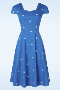Banned Retro - Daisy Spot Swing Dress en Bleu