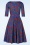 Topvintage Boutique Collection - Exklusiv bei Topvintage ~ Adriana Florales Langarm Swing Kleid in Dunkelblau 4