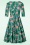 Topvintage Boutique Collection - Exclusief bij Topvintage ~ Adriana Swingjurk met lange mouwen en bloemen in groen 4