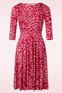 Vintage Chic for Topvintage - Ditsy Heart Swing Dress Années 50 en Rouge et Rose