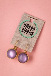 Urban Hippies - Vergulde dot oorbellen in paars 2