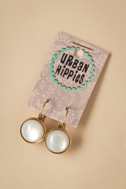 Urban Hippies - Goldplated Dot Earrings in Ivory 2