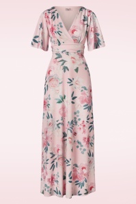 Vintage Chic for Topvintage - Eleanor Floral Glitter Maxi Kleid in Pink