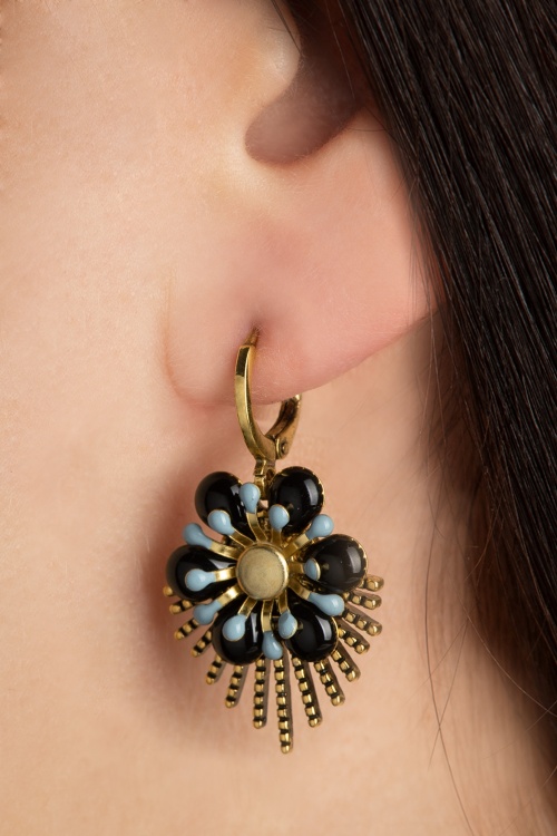 Urban Hippies - Raio Flower Earrings in Black and Blue