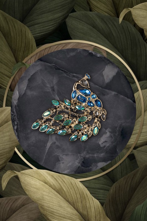 Erstwilder - Le Peacock Royal Stone Set Crystal Broche