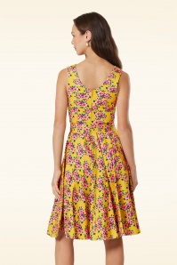 Timeless - Mina floral swing jurk in geel 3