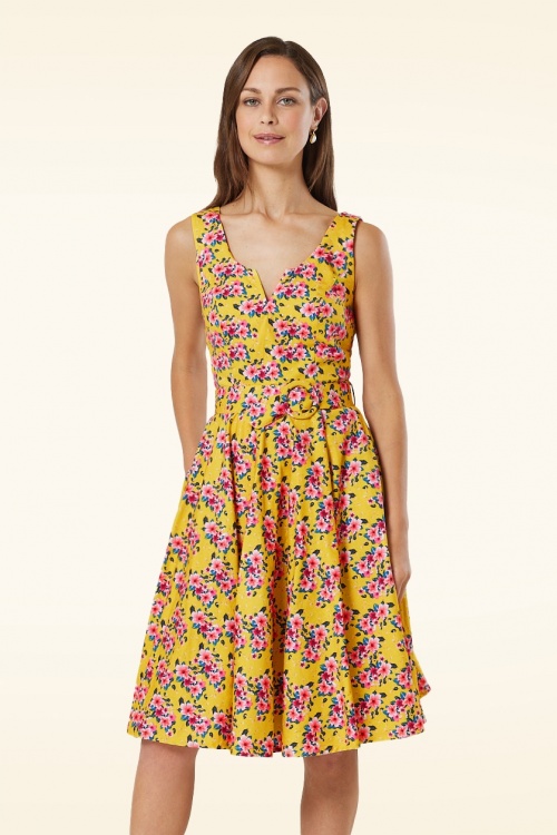 Timeless - Mina Floral Swing Dress in Yellow