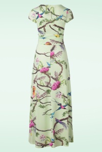 Vintage Chic for Topvintage - Maxi jurk met vogelprint in mint 2