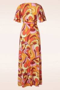 Vintage Chic for Topvintage - Helene Cross Over Maxi Dress in Pink Orange 2