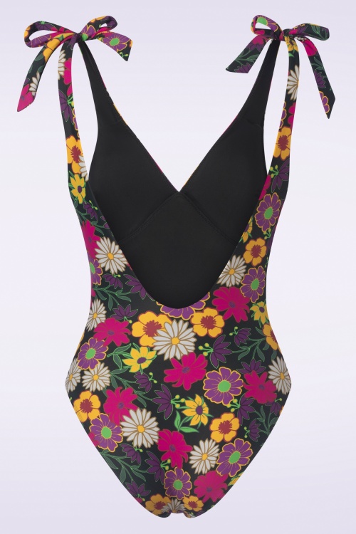  - Bow Flower Power Swimsuit en Noir 2