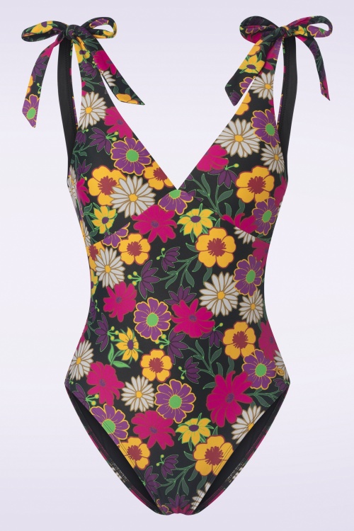 TC Beach - Bow Flower Power Swimsuit in Black