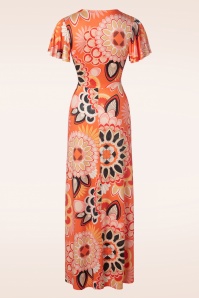 Vintage Chic for Topvintage - Feline Groovy Print Maxi Kleid in Orange 3