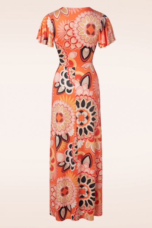 Vintage Chic for Topvintage - Feline Groovy maxi jurk in oranje 3