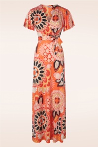 Vintage Chic for Topvintage - Robe longue Gabriela en orange et rose