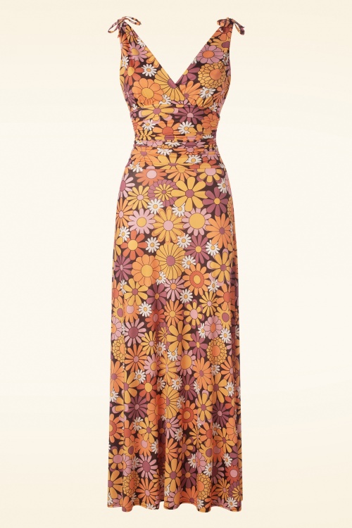 Vintage Chic for Topvintage - Grecian Flower Maxi Dress en Orange
