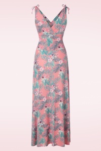 Vintage Chic for Topvintage - Grecian tropical maxi jurk in roze 3