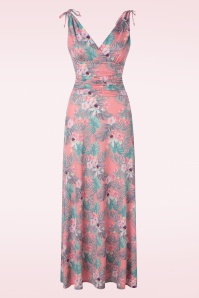 Vintage Chic for Topvintage - Grecian tropical maxi jurk in roze 2